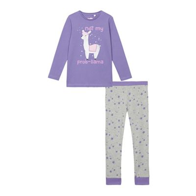 Girls' purple 'Not My Prob-llama' pyjama set